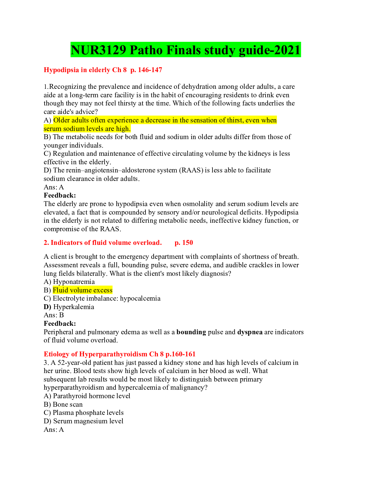 Preview image of NUR3129 Patho Finals study guide-2021 document